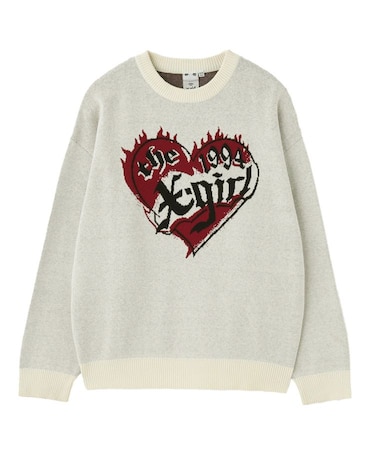 HEART LOGO JACQUARD KNIT TOP