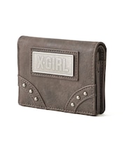 METAL LABEL FAUX LEATHER MINI WALLET