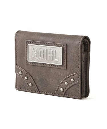 METAL LABEL FAUX LEATHER MINI WALLET