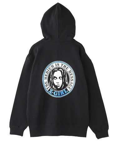 CIRCLE LOGO AND FACE ZIP UP SWEAT HOODIE