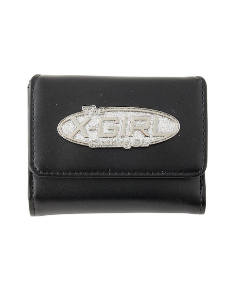 SILVER GLITTER OVAL LOGO BUCKLE MINI WALLET｜エックスガール