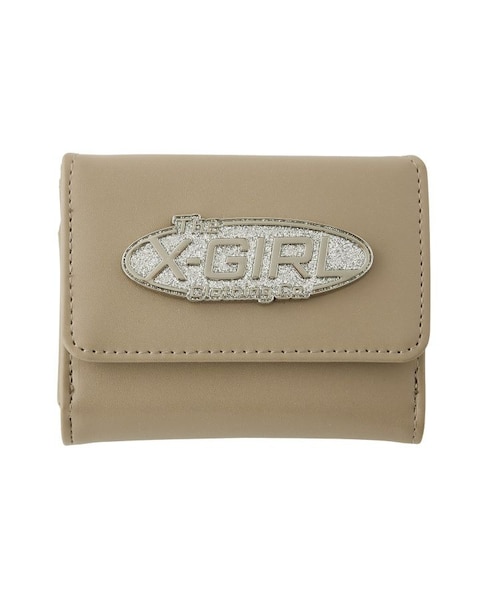 SILVER GLITTER OVAL LOGO BUCKLE MINI WALLET｜エックスガール