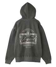 PIGMENT DYED FACE LABEL ZIP UP SWEAT HOODIE