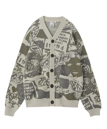 COLLAGE GRAPHIC JACQUARD KNIT CARDIGAN