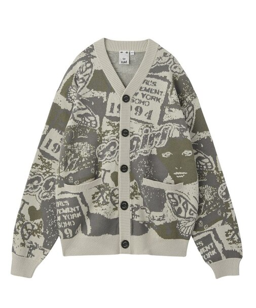 COLLAGE GRAPHIC JACQUARD KNIT CARDIGAN