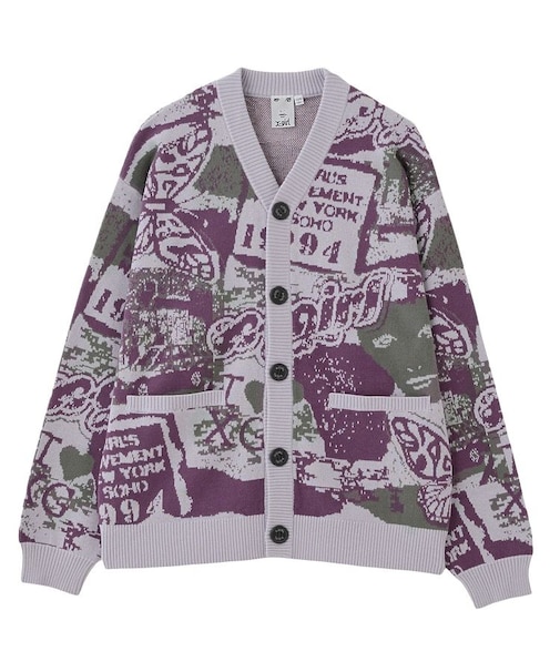 COLLAGE GRAPHIC JACQUARD KNIT CARDIGAN