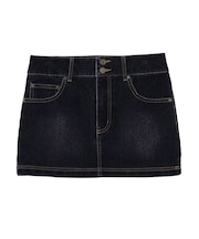 FLOCKED DENIM MINI SKIRT