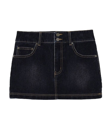FLOCKED DENIM MINI SKIRT