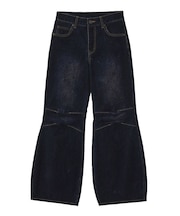 FLOCKED DENIM FLARE PANTS