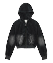 FADED VELOUR COMPACT ZIP UP HOODIE
