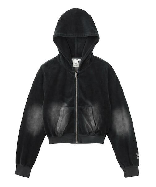 FADED VELOUR COMPACT ZIP UP HOODIE