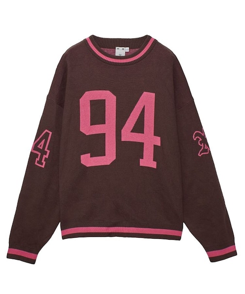 NUMBERING JACQUARD KNIT TOP
