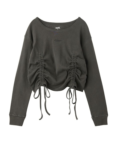 FADED DRAWSTRING L/S TOP