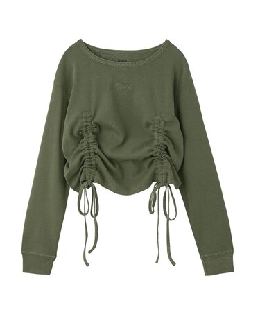 FADED DRAWSTRING L/S TOP