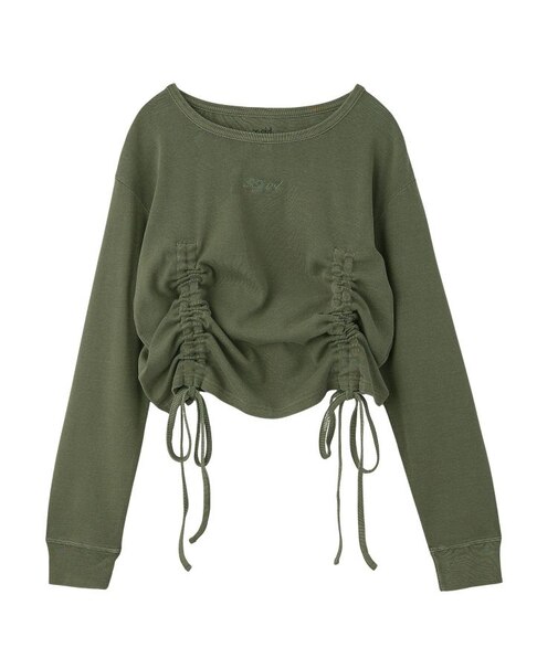 FADED DRAWSTRING L/S TOP