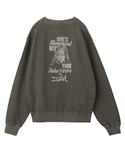 MIX LOGO & FACE FADED CREWNECK SWEAT TOP