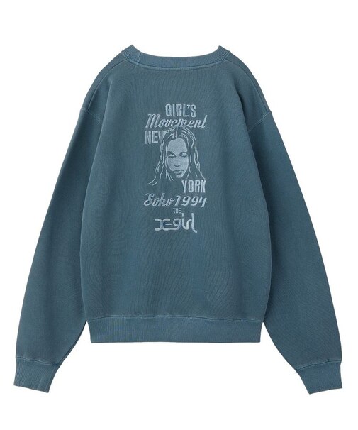 MIX LOGO & FACE FADED CREWNECK SWEAT TOP
