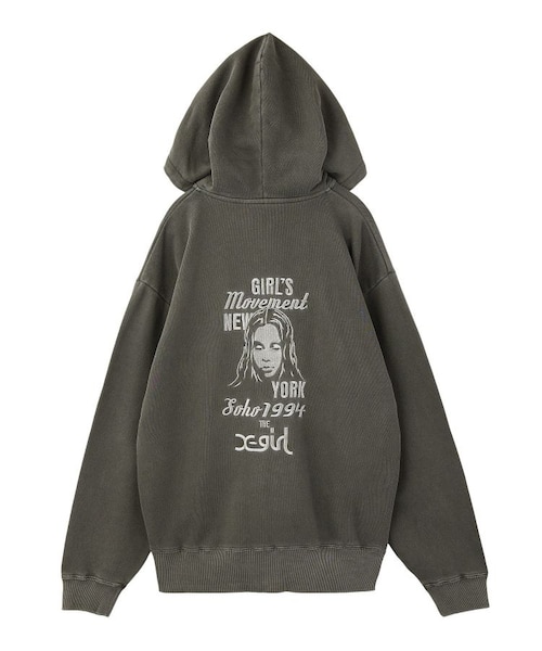 MIX LOGO & FACE FADED ZIP UP SWEAT HOODIE｜エックスガールの通販