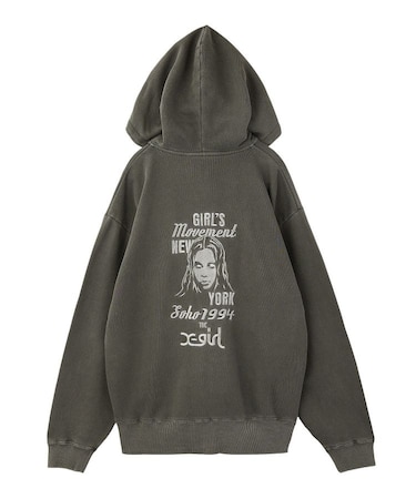 MIX LOGO & FACE FADED ZIP UP SWEAT HOODIE