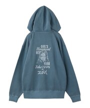 MIX LOGO & FACE FADED ZIP UP SWEAT HOODIE