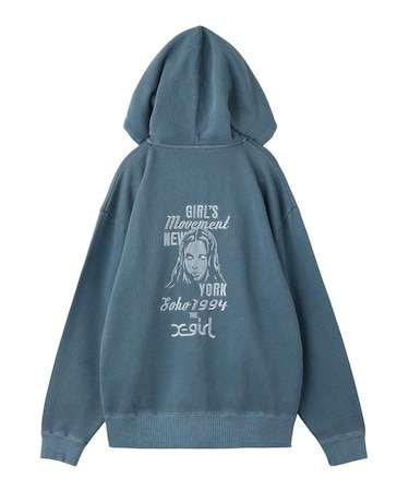 MIX LOGO & FACE FADED ZIP UP SWEAT HOODIE