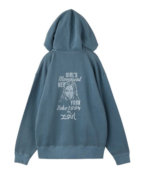 MIX LOGO & FACE FADED ZIP UP SWEAT HOODIE