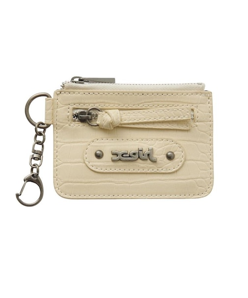 MILLS LOGO FAUX CROCO CARD CASE