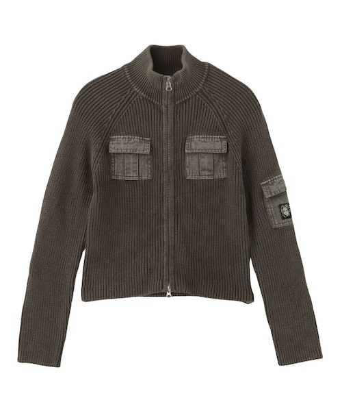 FADED WOVEN MIX ZIP UP KNIT TOP｜エックスガールの通販｜&mall