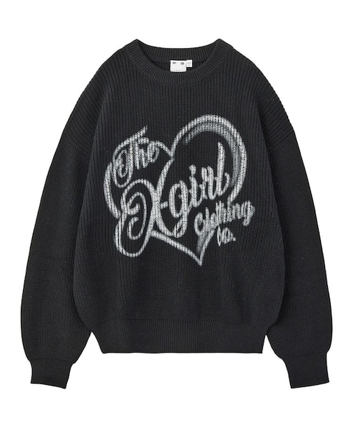 HEART SPRAY LOGO KNIT TOP