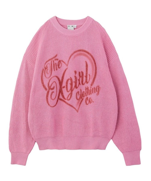 HEART SPRAY LOGO KNIT TOP