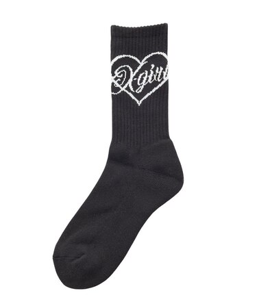 HEART SCRIPT LOGO RIB SOCKS