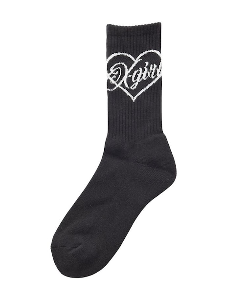 HEART SCRIPT LOGO RIB SOCKS