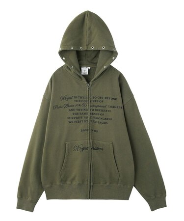 EYELET EMBROIDERY ZIP UP SWEAT HOODIE