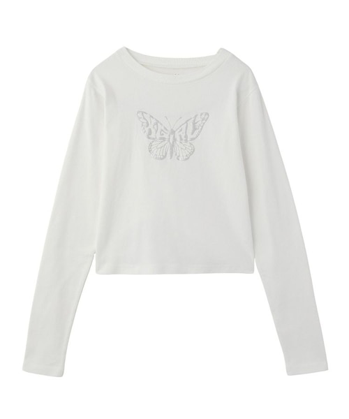 BUTTERFLY FOAM PRINT L/S BABY TEE｜エックスガールの通販｜&mall