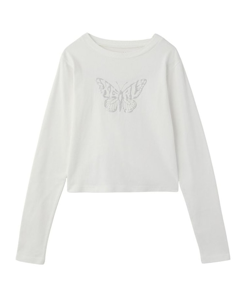 BUTTERFLY FOAM PRINT L/S BABY TEE