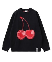 CHERRY JACQUARD KNIT TOP