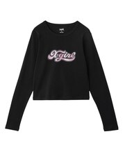 RHINESTONE AND GLITTER LOGO L/S BABY TEE