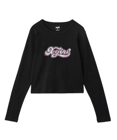 RHINESTONE AND GLITTER LOGO L/S BABY TEE