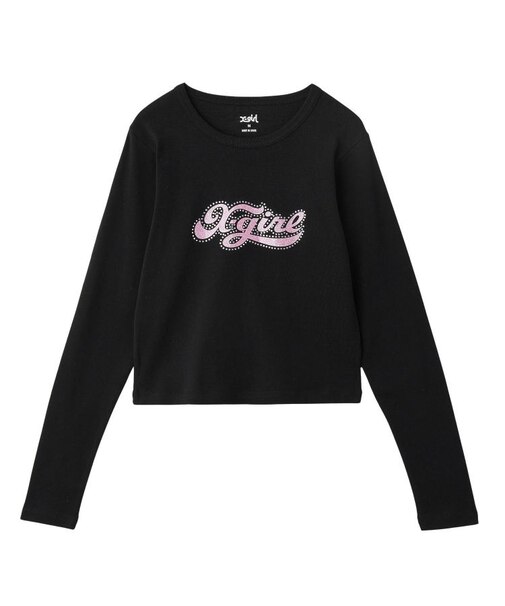 RHINESTONE AND GLITTER LOGO L/S BABY TEE
