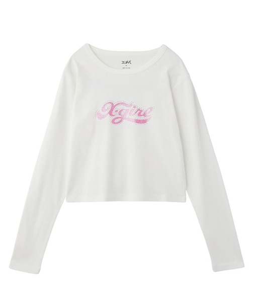 RHINESTONE AND GLITTER LOGO L/S BABY TEE