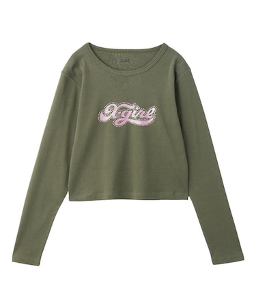 RHINESTONE AND GLITTER LOGO L/S BABY TEE