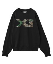 RHINESTONE CAMO LOGO SWEAT TOP