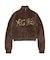 LOGO JACQUARD ZIP UP SHAGGY KNIT TOP