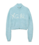 LOGO JACQUARD ZIP UP SHAGGY KNIT TOP