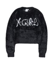 LOGO JACQUARD SHAGGY KNIT TOP
