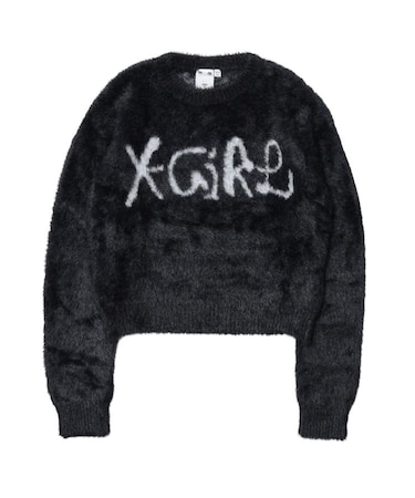 LOGO JACQUARD SHAGGY KNIT TOP