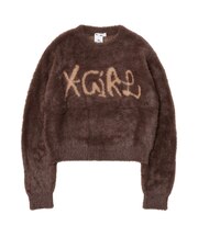 LOGO JACQUARD SHAGGY KNIT TOP