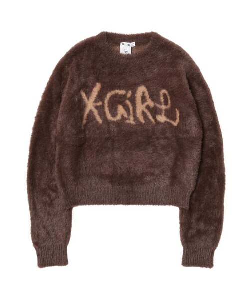 LOGO JACQUARD SHAGGY KNIT TOP