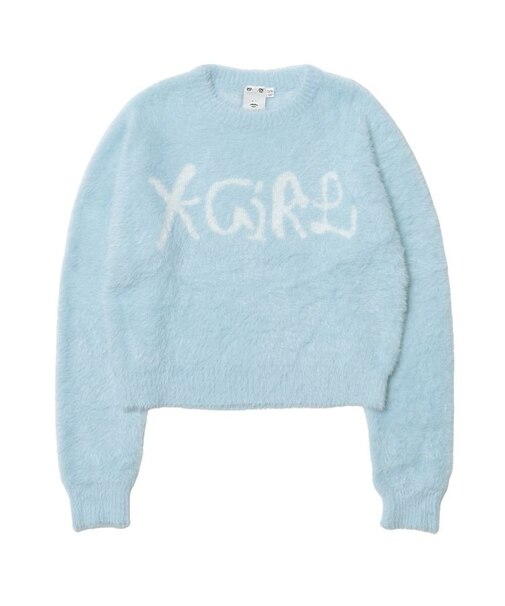 LOGO JACQUARD SHAGGY KNIT TOP