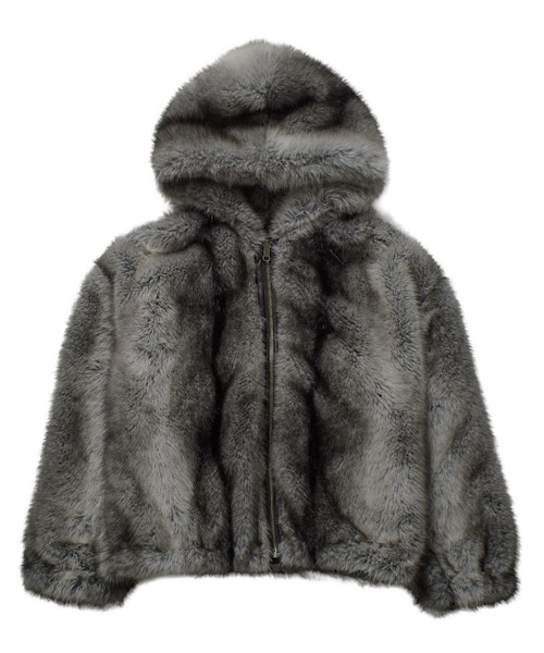ジャケット・アウター S fur hooded jacket ジャケット・アウター S fur hooded jacket LOGO PATCHED FAUX FUR